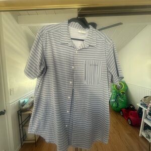 Columbia Blue and White Striped Casual Shirt